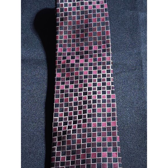 Alfani Mens Geometric Checkered Silk Tie Classic - Picture 10 of 13